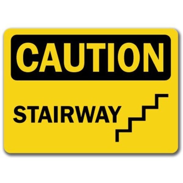 Signmission Caution Sign-Stairway with graphic-10in x 14in OSHA Safety Sign, 10" L, 14" H, CS-Stairway CS-Stairway